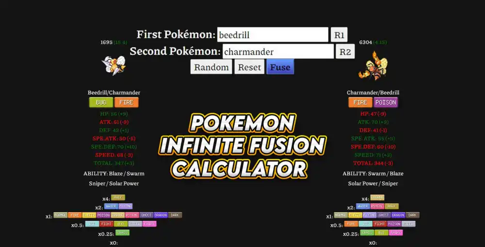 Pokemon infinite fusion calculator